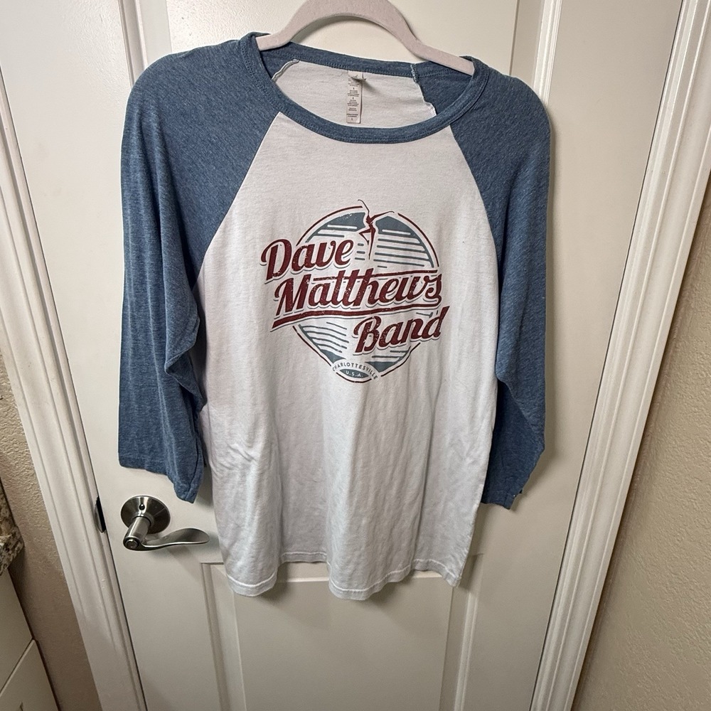 Dave Matthews Band DMB Shirt Mens L Raglan 3/4 Sleeve Charlottesville Graphic